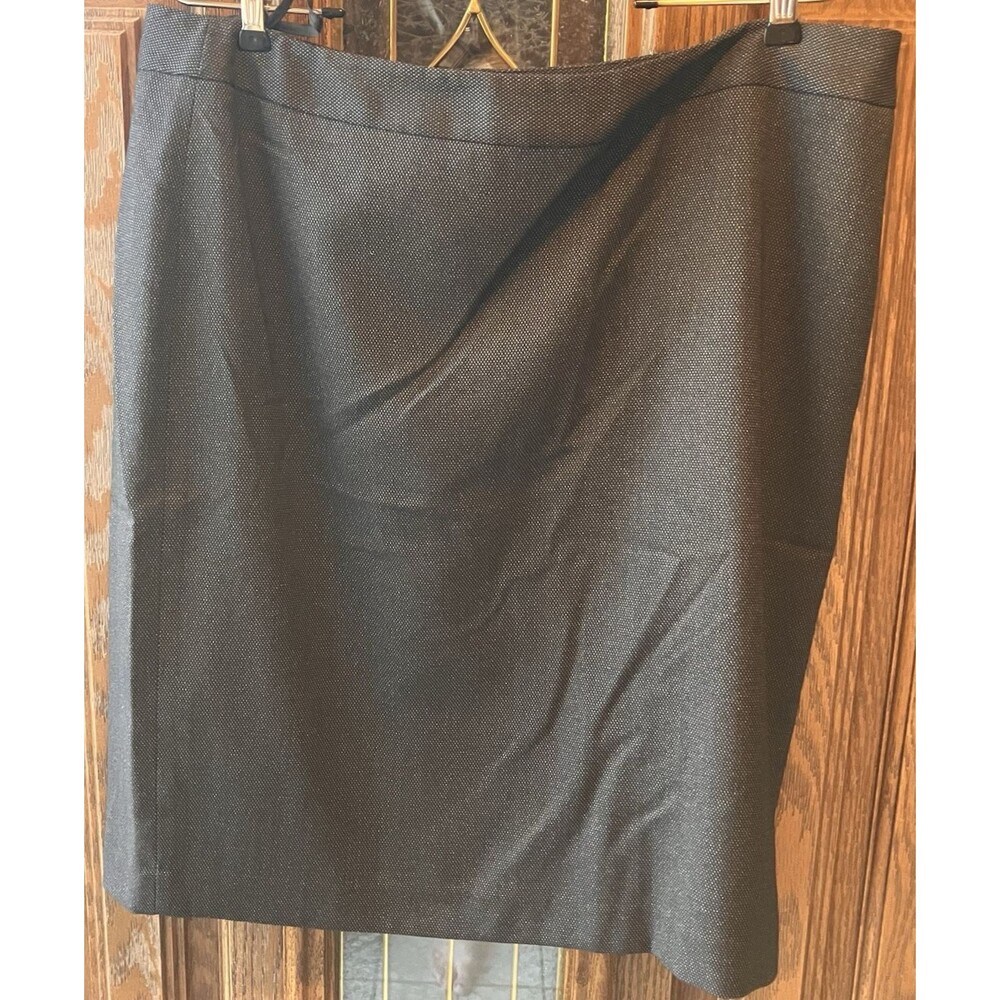 Nine West Skirt Women's Black Twill Pencil Skirt Sz 16 Zip Knee‎ Length Business